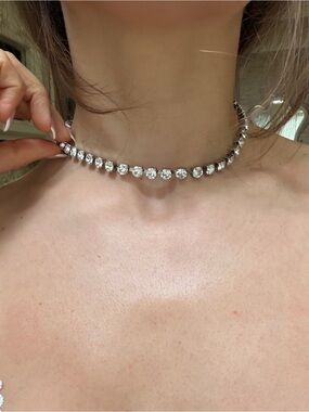 Philip Plein choker Crystal Tennis Choker Necklace - Silver Tone